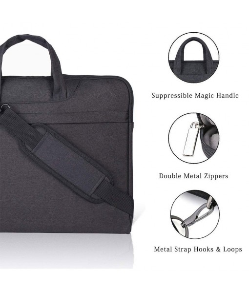 Padded Shoulder Strap Laptop Bags Multiple Spacious Storage Pockets Polyester Fabric Lightweight Bag